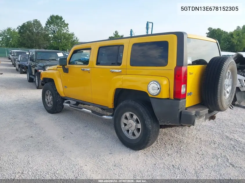2007 Hummer H3 Suv VIN: 5GTDN13E678152305 Lot: 45526374