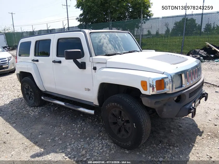 2007 Hummer H3 Suv VIN: 5GTDN13E978243259 Lot: 45582158