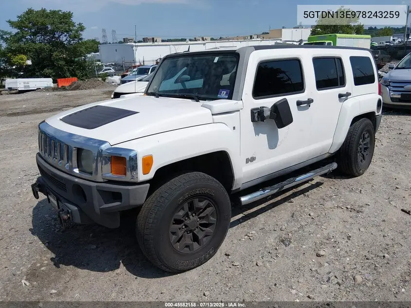 2007 Hummer H3 Suv VIN: 5GTDN13E978243259 Lot: 45582158