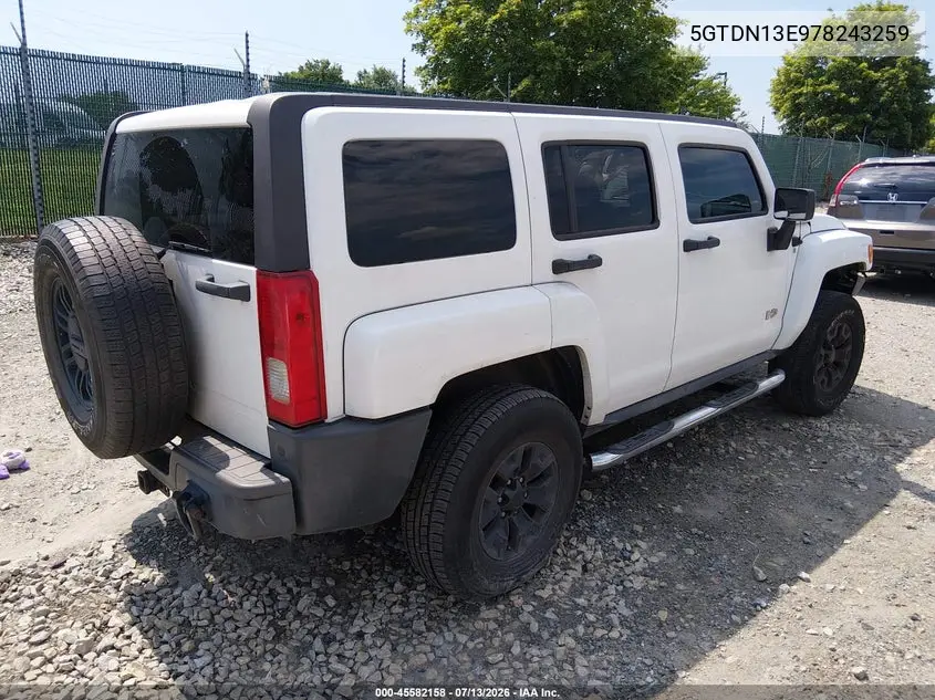 2007 Hummer H3 Suv VIN: 5GTDN13E978243259 Lot: 45582158