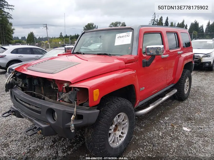 2007 Hummer H3 Suv VIN: 5GTDN13E778175902 Lot: 45641232