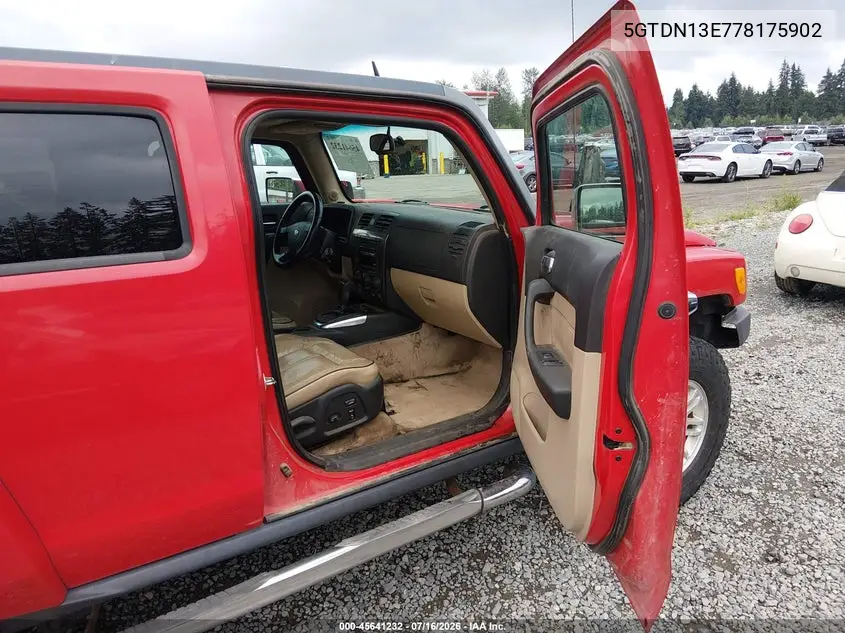2007 Hummer H3 Suv VIN: 5GTDN13E778175902 Lot: 45641232