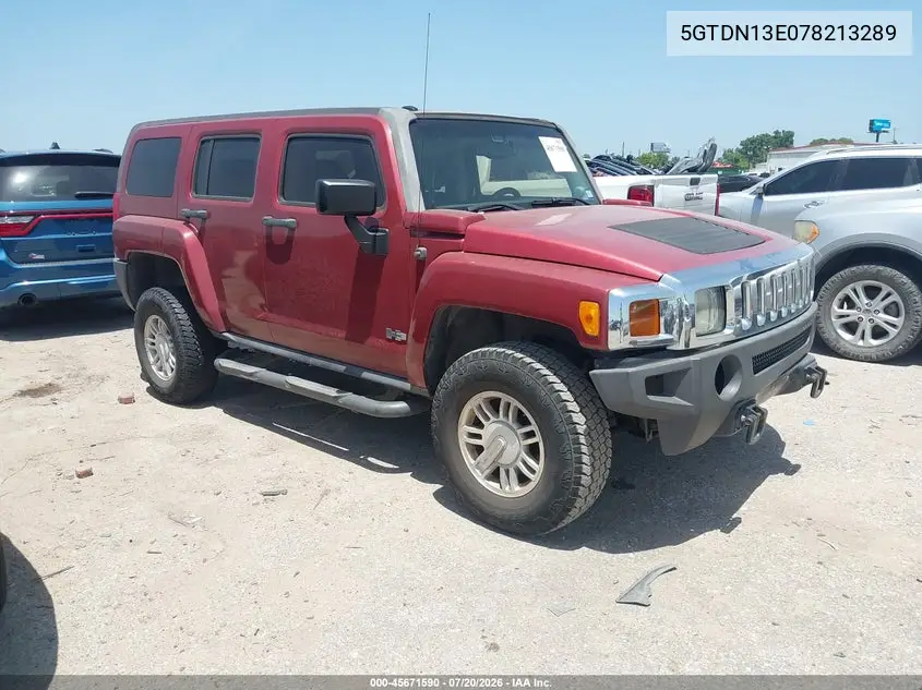 2007 Hummer H3 Suv VIN: 5GTDN13E078213289 Lot: 45671590