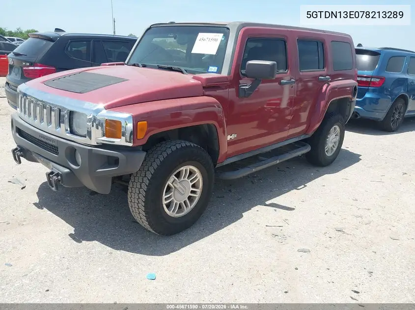 2007 Hummer H3 Suv VIN: 5GTDN13E078213289 Lot: 45671590