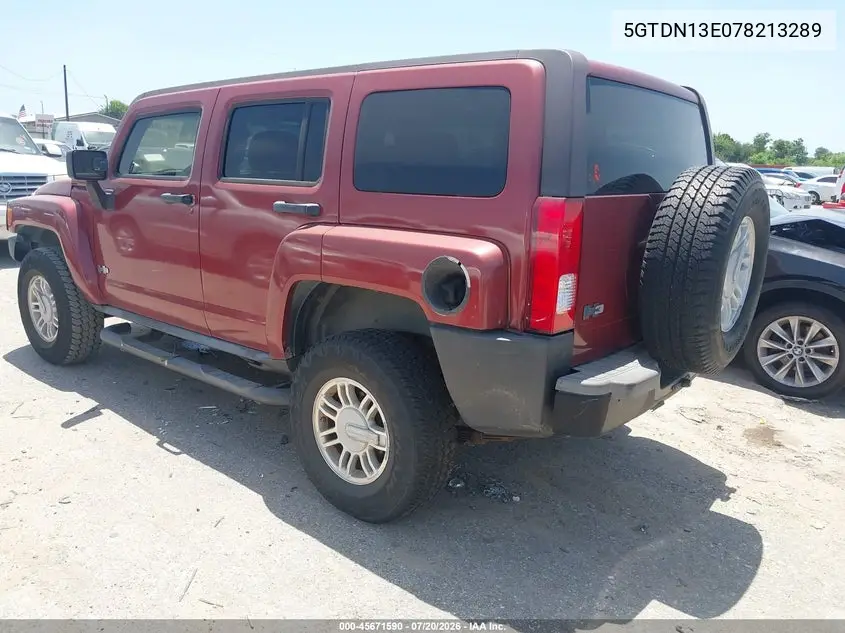 2007 Hummer H3 Suv VIN: 5GTDN13E078213289 Lot: 45671590