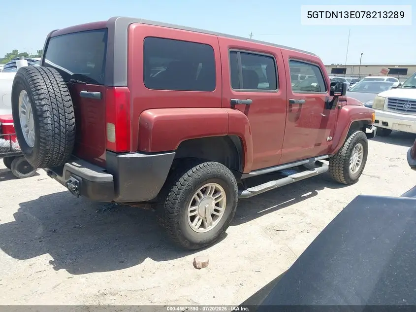 2007 Hummer H3 Suv VIN: 5GTDN13E078213289 Lot: 45671590