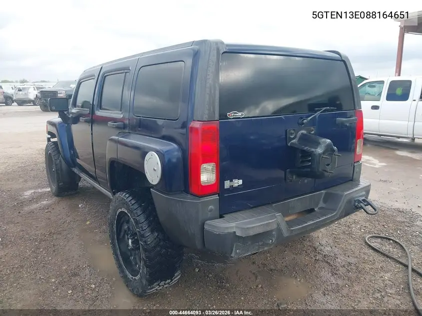 2008 Hummer H3 Suv VIN: 5GTEN13E088164651 Lot: 44664093