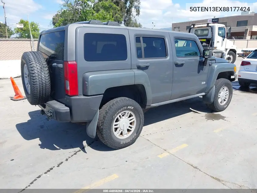 2008 Hummer H3 Suv VIN: 5GTEN13EX88177424 Lot: 44856266