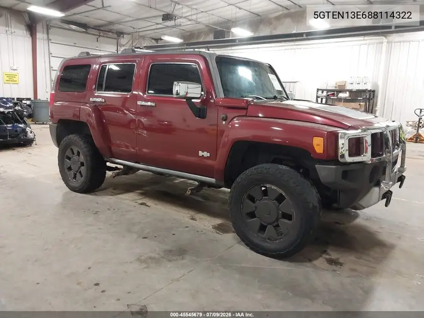 2008 Hummer H3 Suv H3X VIN: 5GTEN13E688114322 Lot: 45545679