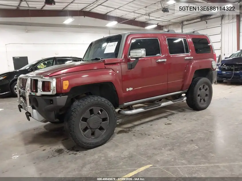 2008 Hummer H3 Suv H3X VIN: 5GTEN13E688114322 Lot: 45545679