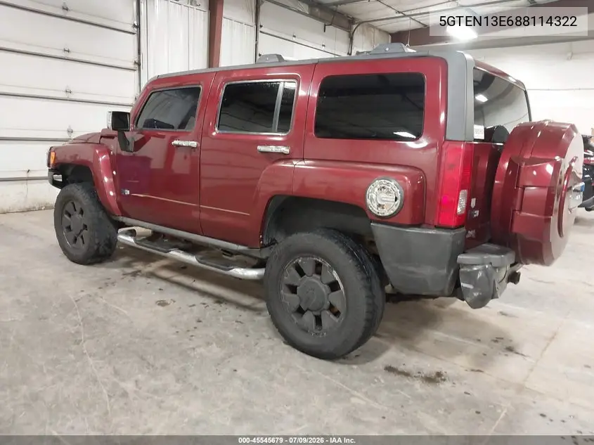 2008 Hummer H3 Suv H3X VIN: 5GTEN13E688114322 Lot: 45545679