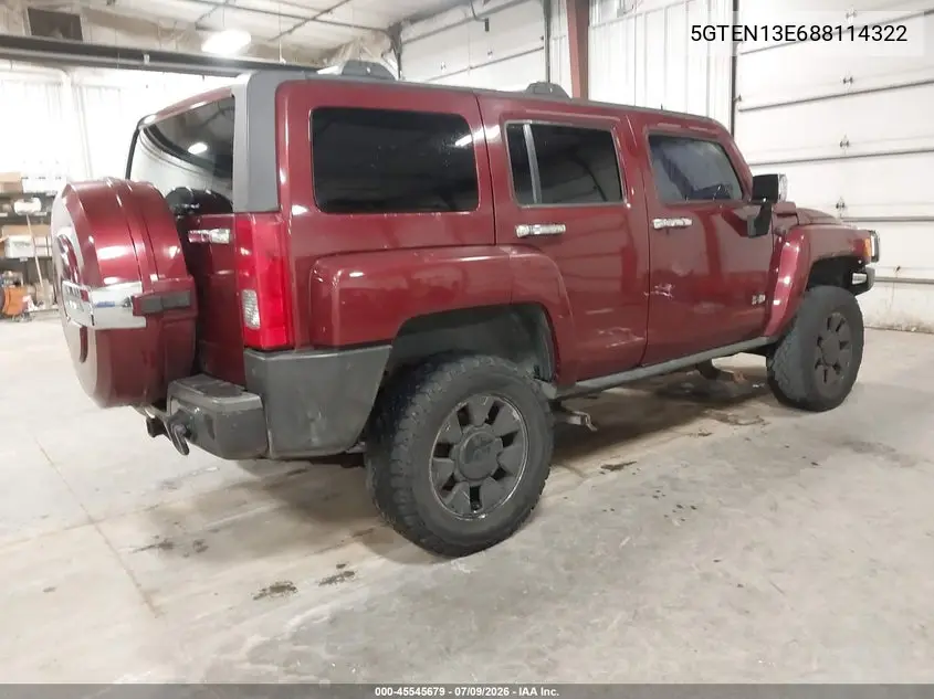 2008 Hummer H3 Suv H3X VIN: 5GTEN13E688114322 Lot: 45545679