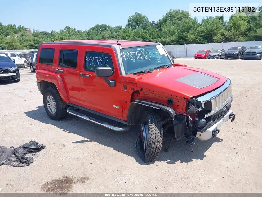 2008 Hummer H3 Suv VIN: 5GTEN13EX88115182 Lot: 45557802