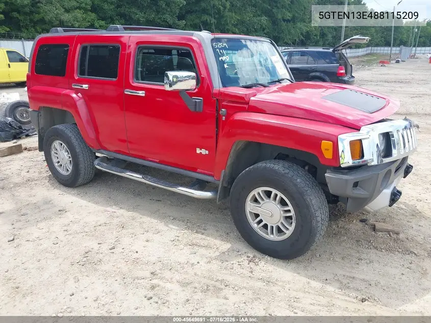 2008 Hummer H3 Suv Luxury VIN: 5GTEN13E488115209 Lot: 45649691