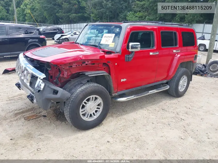 2008 Hummer H3 Suv Luxury VIN: 5GTEN13E488115209 Lot: 45649691
