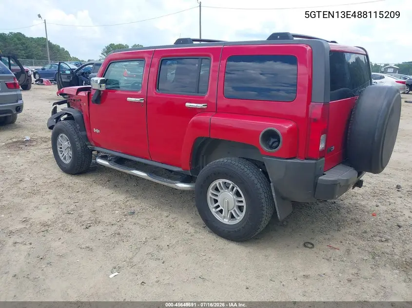 2008 Hummer H3 Suv Luxury VIN: 5GTEN13E488115209 Lot: 45649691