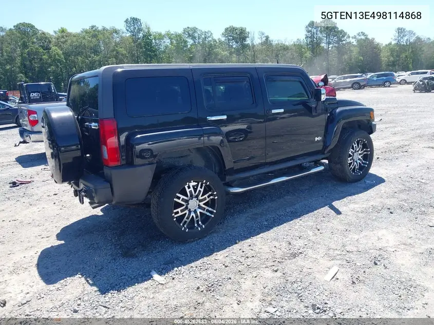 2009 Hummer H3 Suv VIN: 5GTEN13E498114868 Lot: 45262683