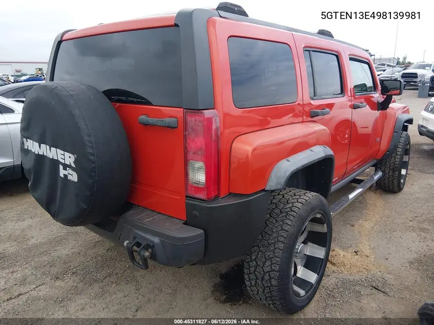 2009 Hummer H3 Suv VIN: 5GTEN13E498139981 Lot: 45311827