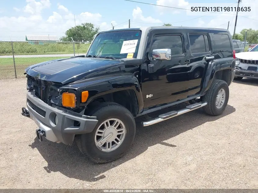 2009 Hummer H3 Suv VIN: 5GTEN13E198118635 Lot: 45353618