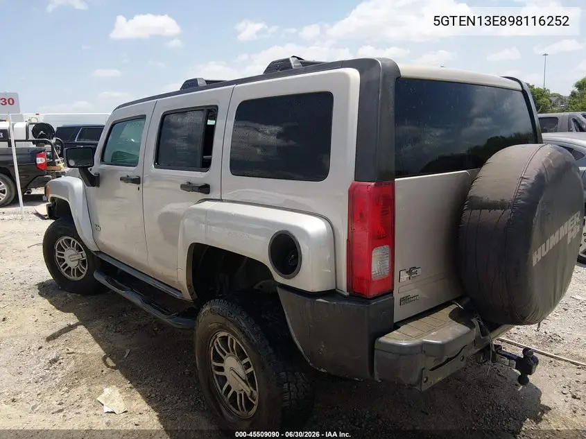 2009 Hummer H3 Suv VIN: 5GTEN13E898116252 Lot: 45509090