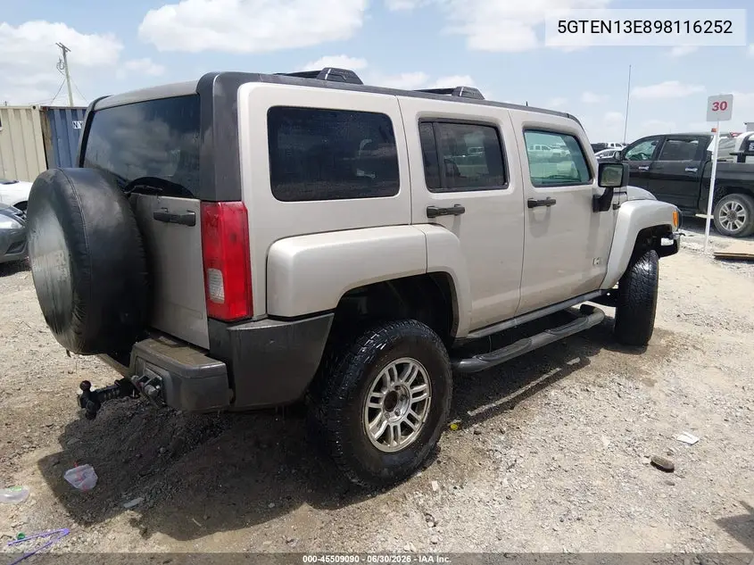 2009 Hummer H3 Suv VIN: 5GTEN13E898116252 Lot: 45509090
