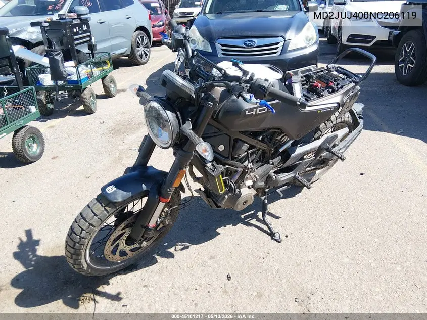 2022 Husqvarna Vitpilen 401/Svartpilen 401 VIN: MD2JUJ400NC206119 Lot: 45101217