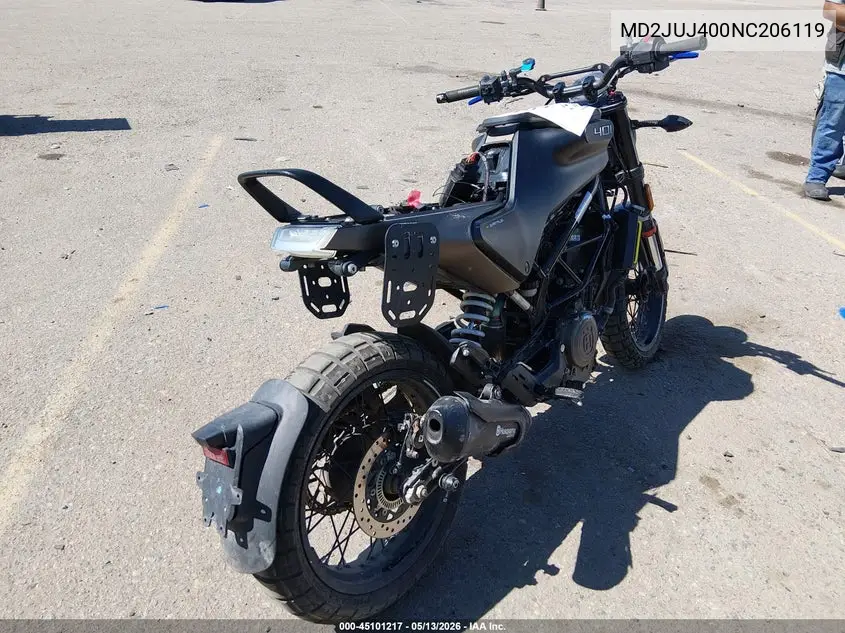 2022 Husqvarna Vitpilen 401/Svartpilen 401 VIN: MD2JUJ400NC206119 Lot: 45101217