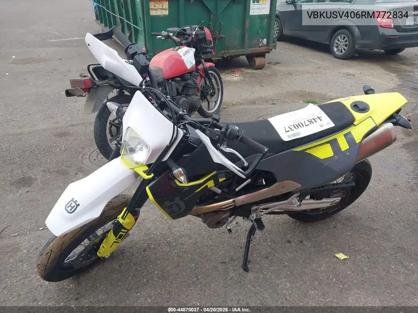 2024 Husqvarna Supermoto 701 VIN: VBKUSV406RM772834 Lot: 44870037