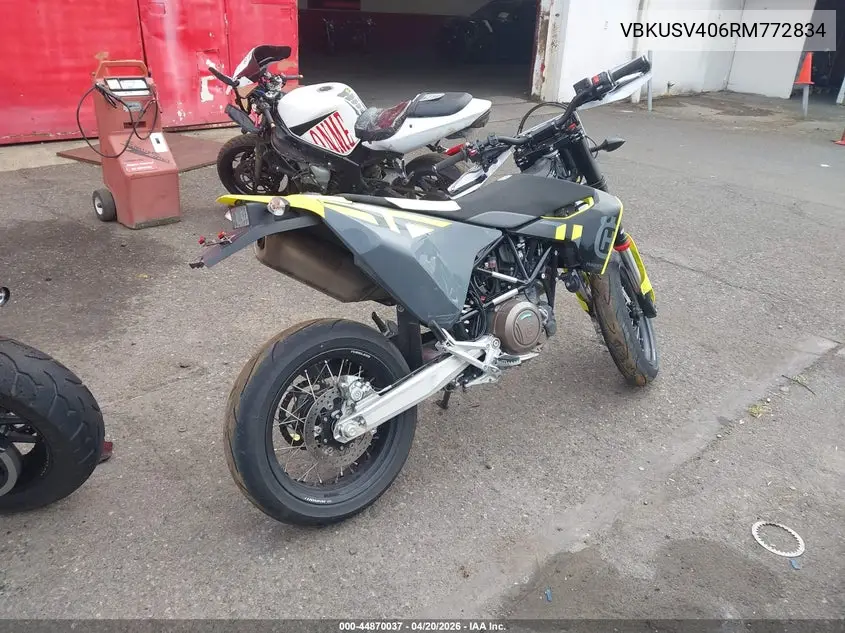 2024 Husqvarna Supermoto 701 VIN: VBKUSV406RM772834 Lot: 44870037