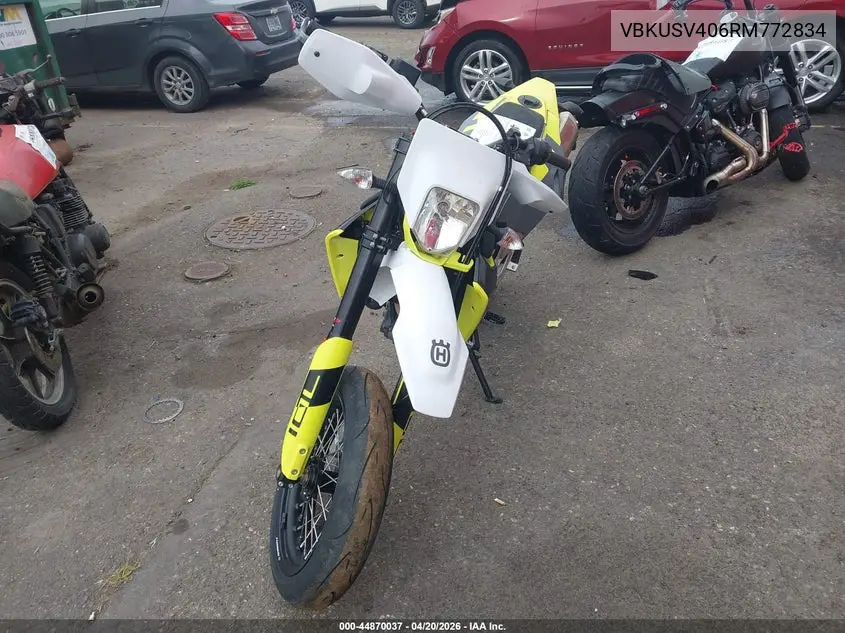 2024 Husqvarna Supermoto 701 VIN: VBKUSV406RM772834 Lot: 44870037