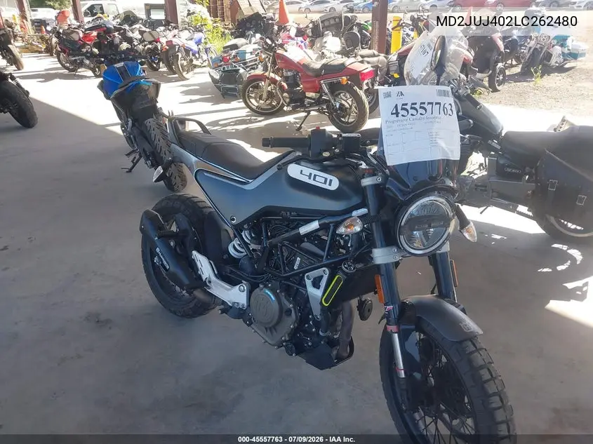 2020 Husqvarna Vitpilen 401/Svartpilen 401 VIN: MD2JUJ402LC262480 Lot: 45557763