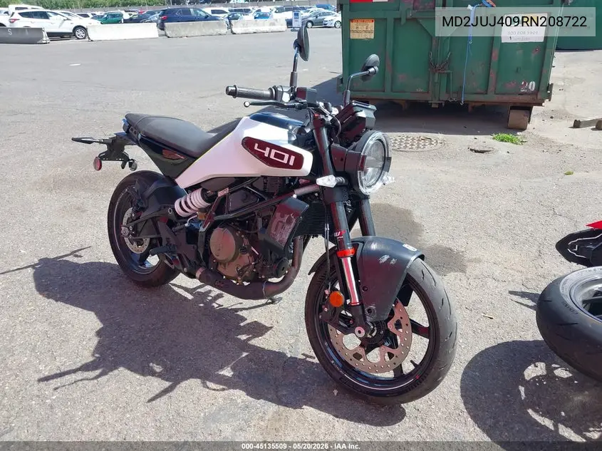 2024 Husqvarna Vitpilen 401/Svartpilen 401 VIN: MD2JUJ409RN208722 Lot: 45135509