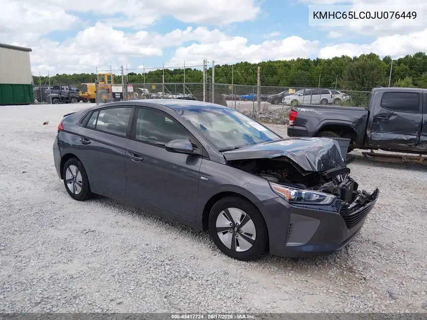 2018 Hyundai Ioniq Hybrid Blue VIN: KMHC65LC0JU076449 Lot: 45417724