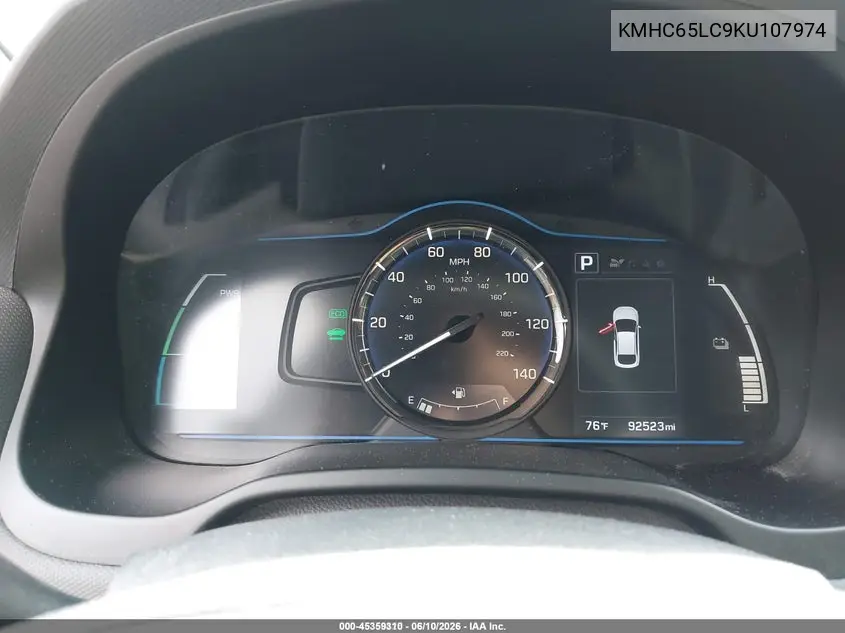2019 Hyundai Ioniq Hybrid Blue VIN: KMHC65LC9KU107974 Lot: 45359310