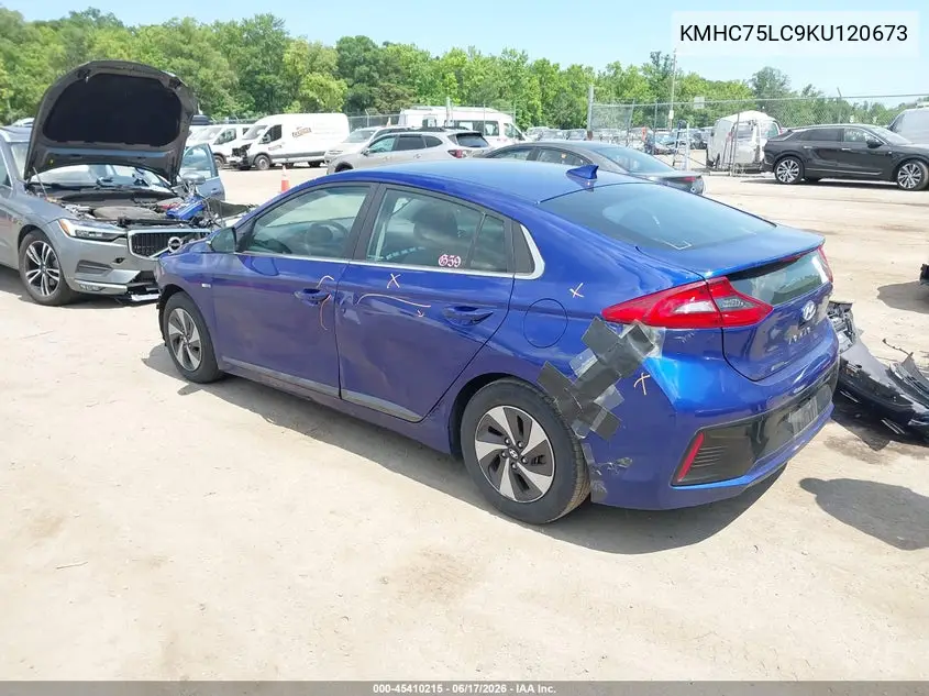 2019 Hyundai Ioniq Hybrid Sel VIN: KMHC75LC9KU120673 Lot: 45410215