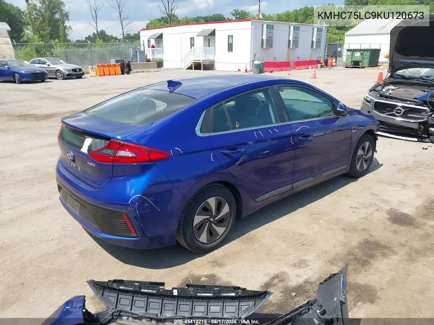 2019 Hyundai Ioniq Hybrid Sel VIN: KMHC75LC9KU120673 Lot: 45410215