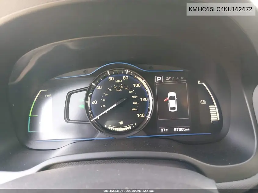 2019 Hyundai Ioniq Hybrid Blue VIN: KMHC65LC4KU162672 Lot: 45534801