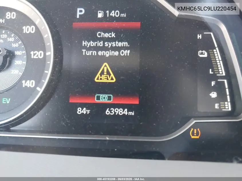 2020 Hyundai Ioniq Hybrid Blue VIN: KMHC65LC9LU220454 Lot: 45193359
