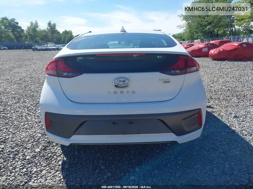 2021 Hyundai Ioniq Hybrid Blue VIN: KMHC65LC4MU247031 Lot: 45411550