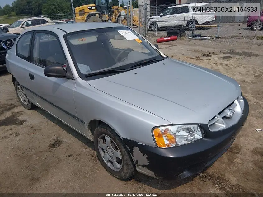 2002 Hyundai Accent L VIN: KMHCF35GX2U164933 Lot: 45563376