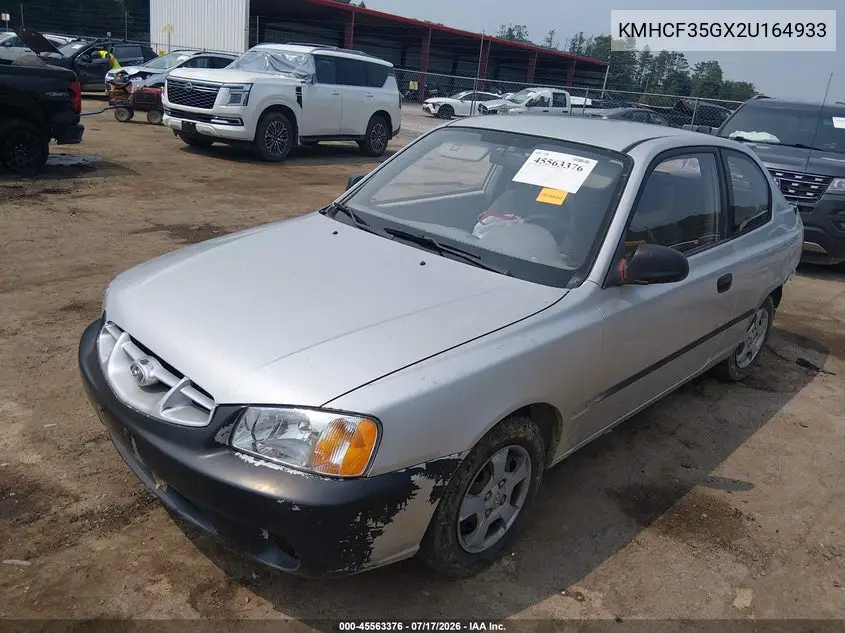 2002 Hyundai Accent L VIN: KMHCF35GX2U164933 Lot: 45563376