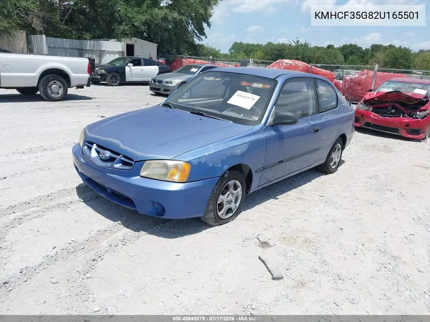 2002 Hyundai Accent L VIN: KMHCF35G82U165501 Lot: 45645579