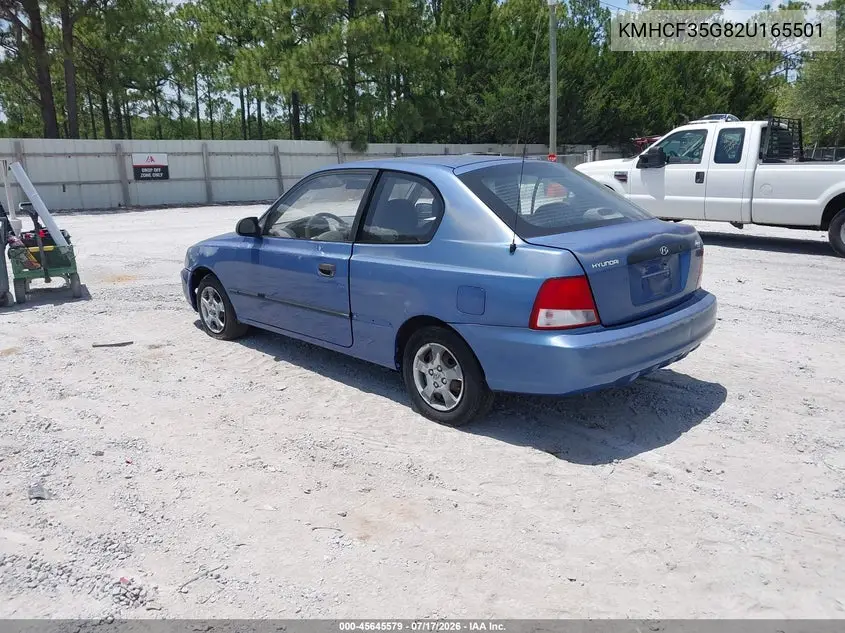 2002 Hyundai Accent L VIN: KMHCF35G82U165501 Lot: 45645579