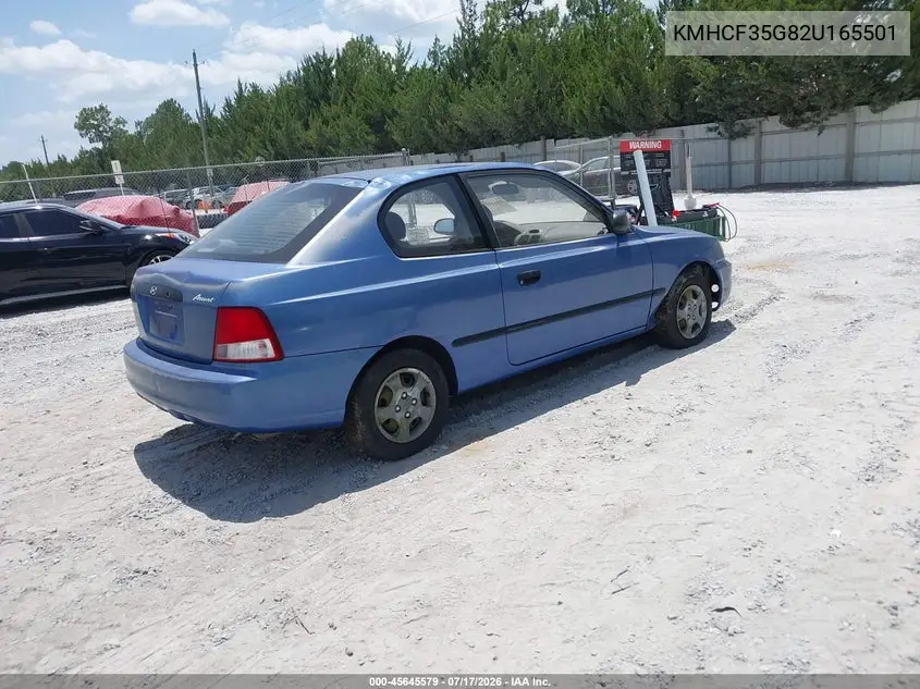 2002 Hyundai Accent L VIN: KMHCF35G82U165501 Lot: 45645579