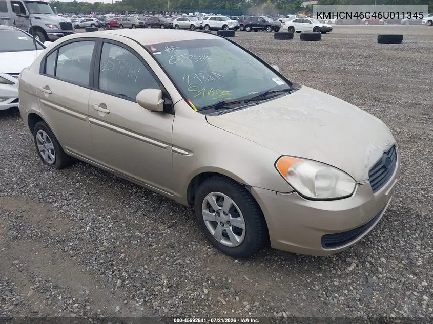 2006 Hyundai Accent Gls VIN: KMHCN46C46U011345 Lot: 45692641