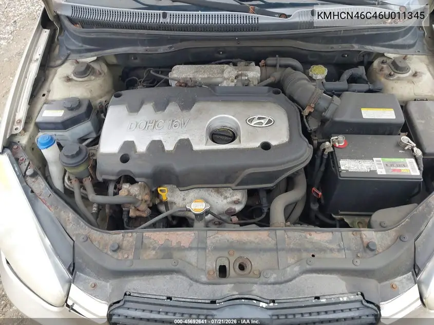 2006 Hyundai Accent Gls VIN: KMHCN46C46U011345 Lot: 45692641