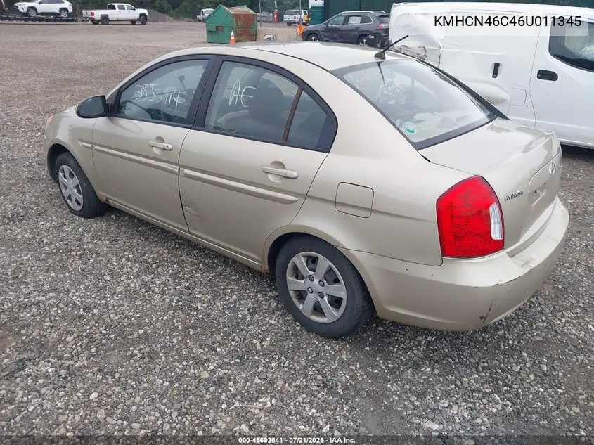 2006 Hyundai Accent Gls VIN: KMHCN46C46U011345 Lot: 45692641