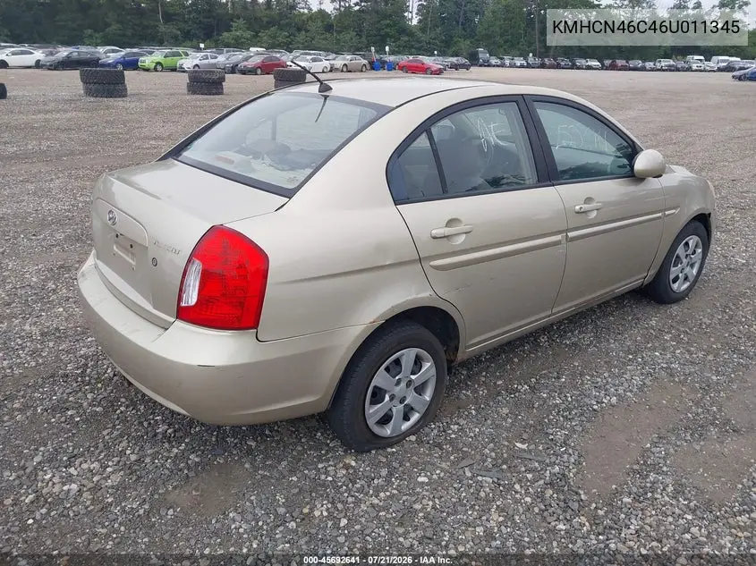 2006 Hyundai Accent Gls VIN: KMHCN46C46U011345 Lot: 45692641