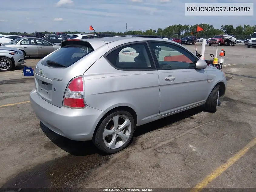 2007 Hyundai Accent Se VIN: KMHCN36C97U004807 Lot: 45592227