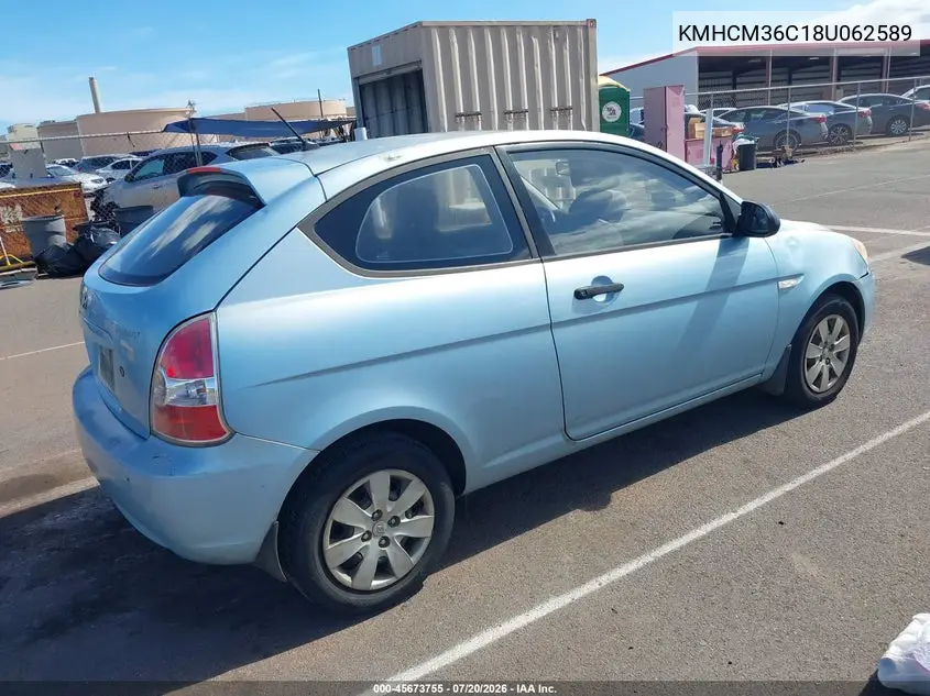 2008 Hyundai Accent Gs VIN: KMHCM36C18U062589 Lot: 45673755